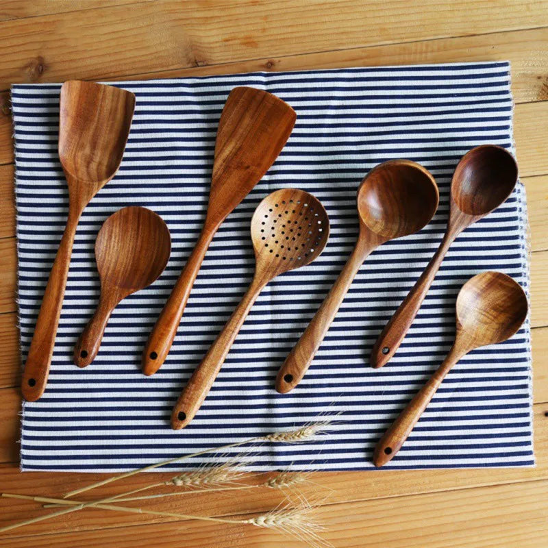 Natural Teak Wooden Kitchen Utensil Set