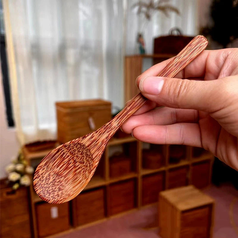 Polished Coconut Bowl and Wooden Spoon Set