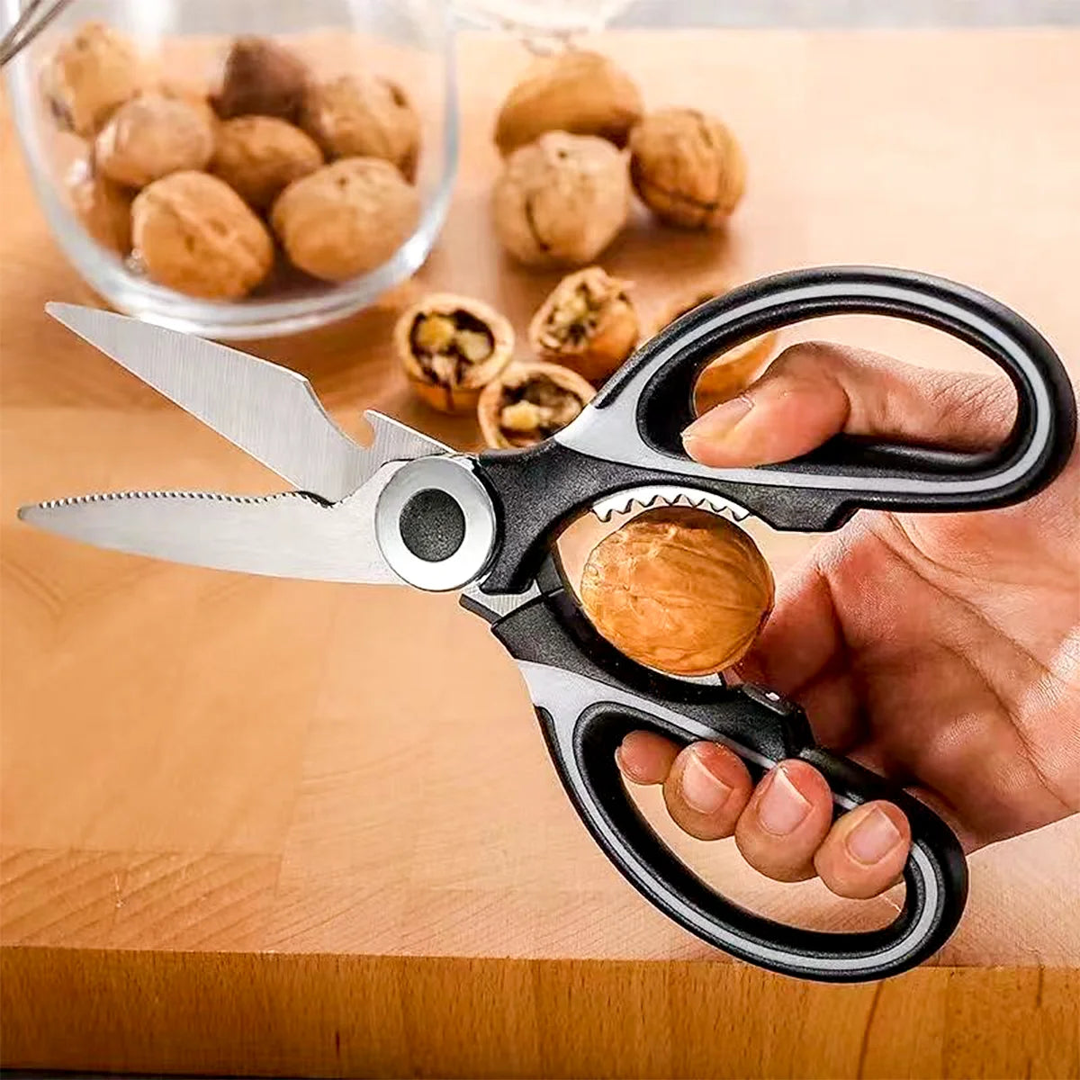 Multifunctional Kitchen Scissors with Plastic Handle