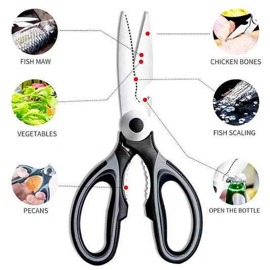 Multifunctional Kitchen Scissors with Plastic Handle