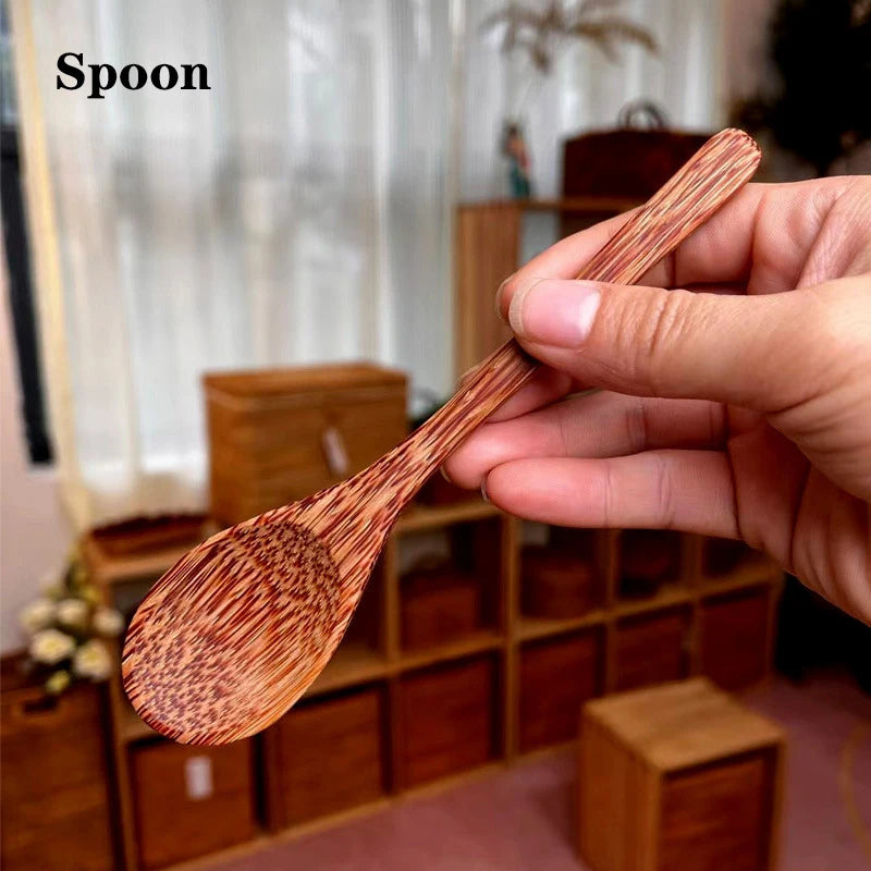 Polished Coconut Bowl and Wooden Spoon Set