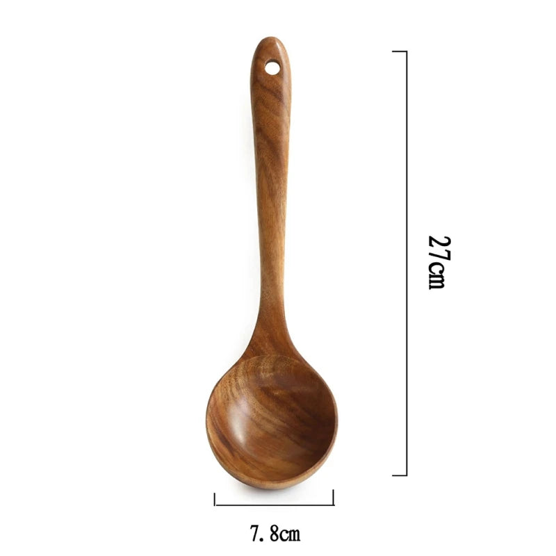 Natural Teak Wooden Kitchen Utensil Set