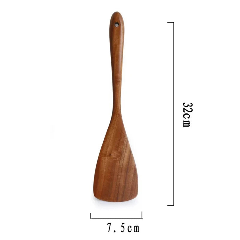 Natural Teak Wooden Kitchen Utensil Set