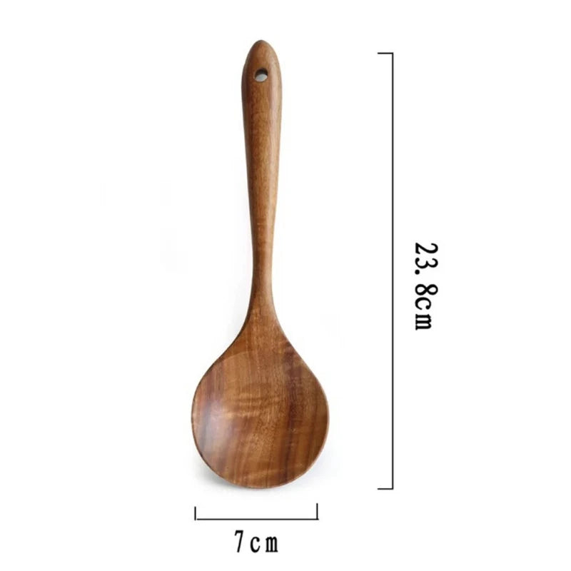 Natural Teak Wooden Kitchen Utensil Set