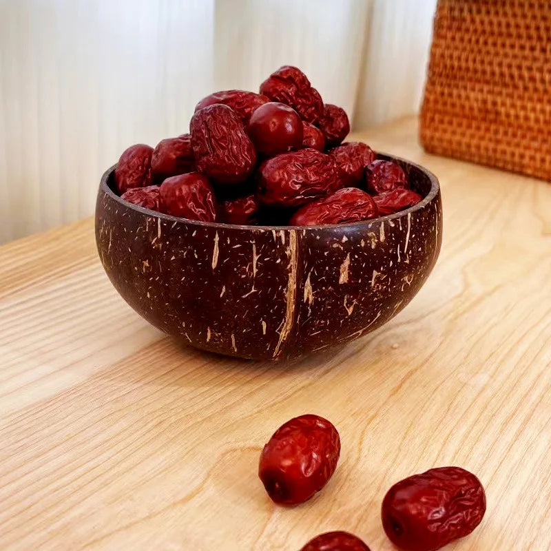 Polished Coconut Bowl and Wooden Spoon Set