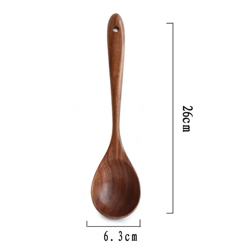 Natural Teak Wooden Kitchen Utensil Set